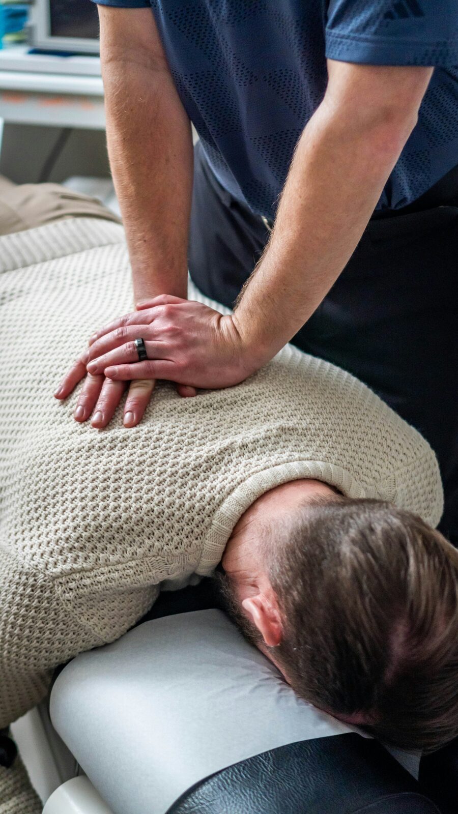 Chiropractic adjustment in a professional treatment setting